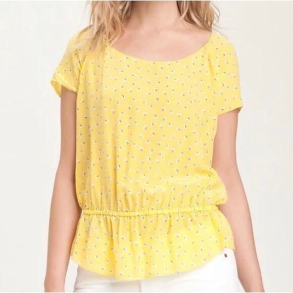Joie Tops - Joie Silk Yellow Floral Peplum Top
